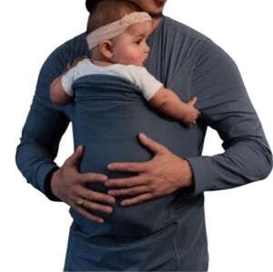 Lalabu The Dad Shirt Babywearing Long Sleeve Tee Brook Blue Men's Size L